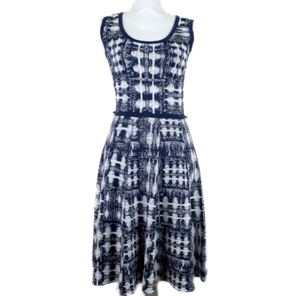 Carmen Marc Valvo Knit Patterned Career Dress